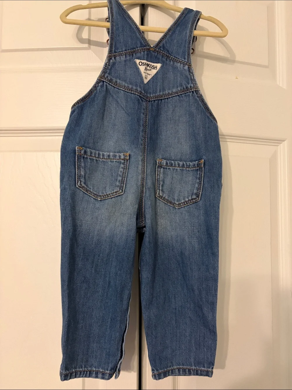 OshKosh Embroidered Denim Overalls with Pink Heart and Butterfly Size 12 Months